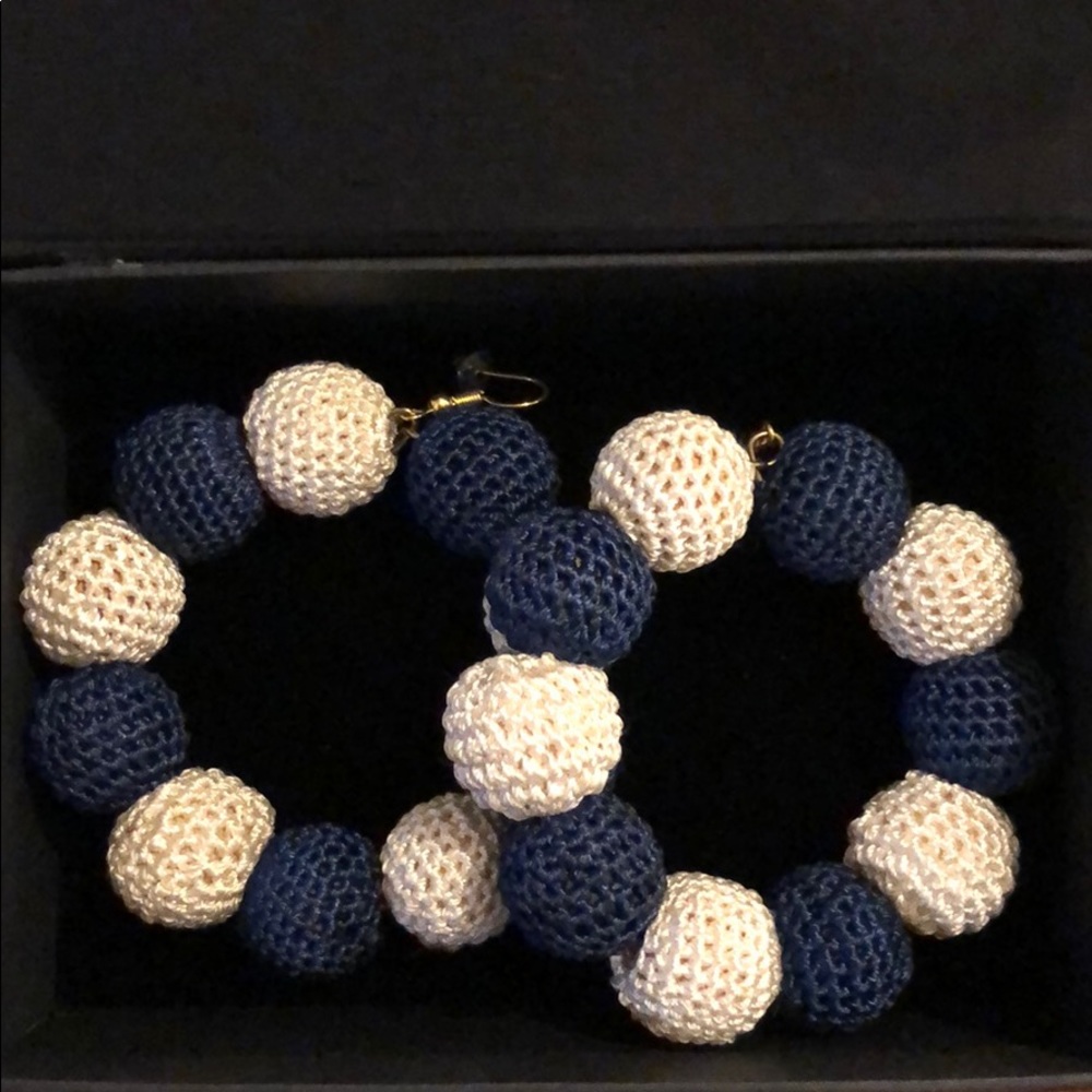 Blue/Navy Crochet Dot Earrings